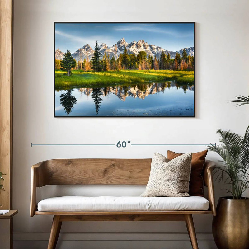 Grand Teton Reflection, 46 po x 31 po, Cadre flottant noir