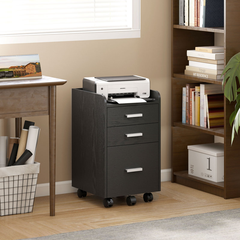 39.2cm Wide 3 -Drawer File Cabinet, Black