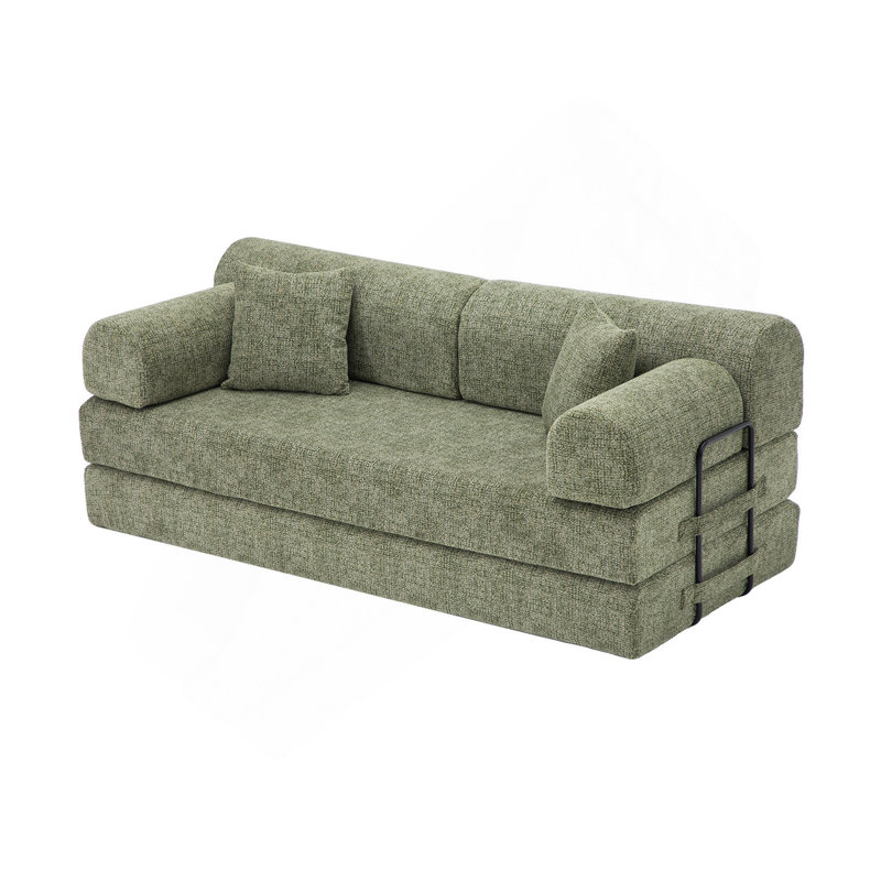 Canapé-lit convertible, canapé-lit pliant en tissu mélangé à deux tons avec structure de forme fixe, canapé-lit de salon pour chambre à coucher de salon