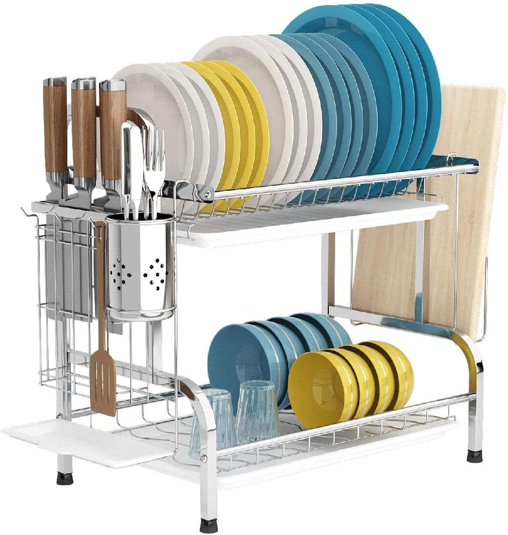 qxttech Stainless Steel 2 Tier Dish Rack