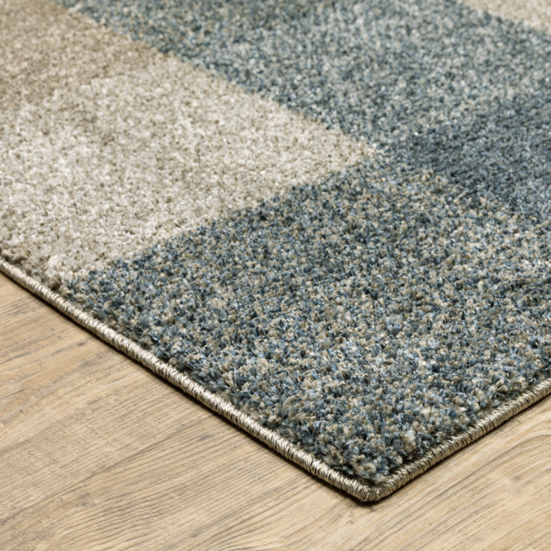 Amanvir Plaid Teal Blue/Grey/Tan Area Rug, Rectangle 7'10" x 10'10"
