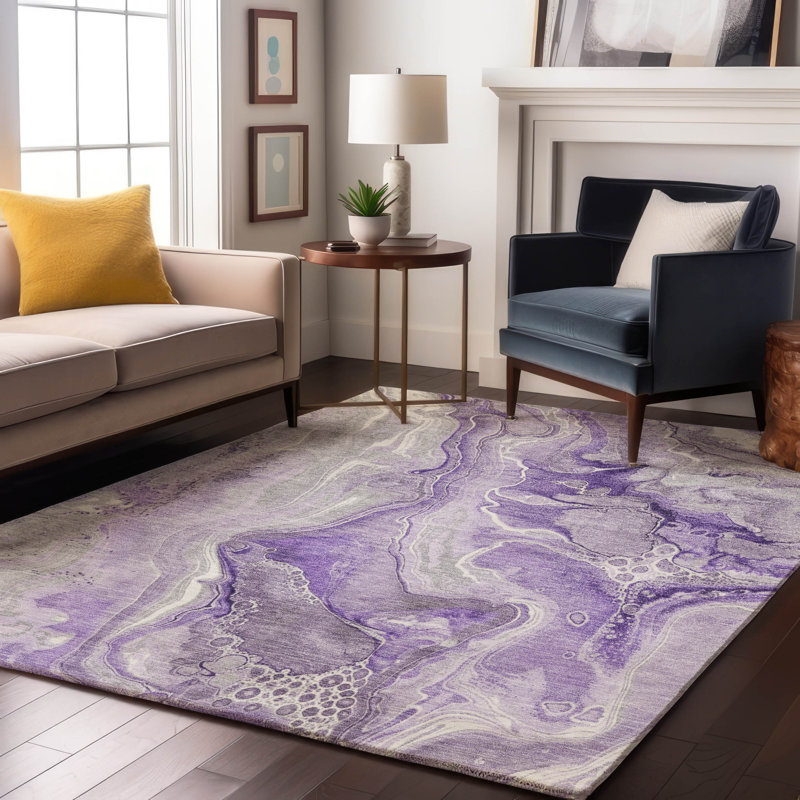 Premium Machine Washable Slesnick AMF1681 Abstract Rug, Rectangle 9' x 12'