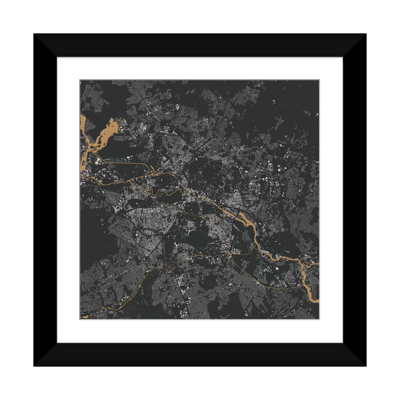 « berlin urban map », impression sur toile tendue, H 16 po x l 16 po x P 1 po, Toile tendue, Blanc