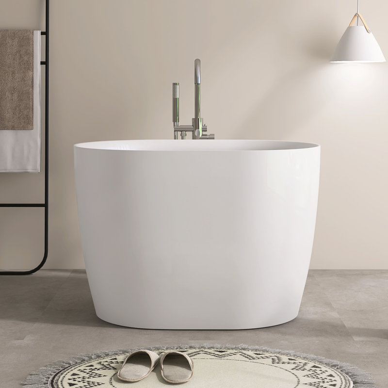 39" Freestanding Soaking Acrylic Bathtub With Seat