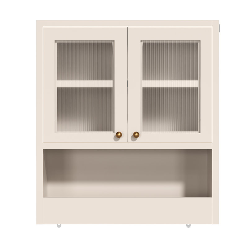 Meuble de rangement mural OMCHOM pour salle de bain avec porte en acrylique cannelé, tablette réglable et porte-serviettes, meuble suspendu gain de place pour petite salle de bain au-dessus des toilettes
