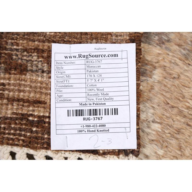 One-of-a-Kind 4'1" X 5'7" Wool Area Rug in Ivory