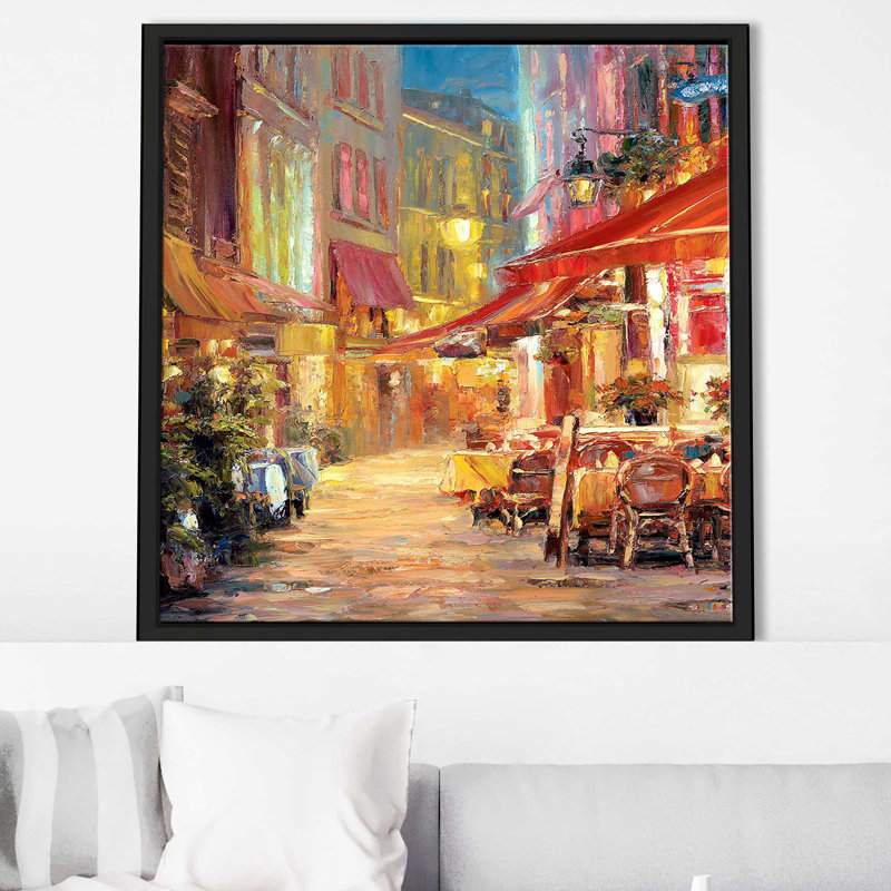 " Cafe In Light I " by Haixia Liu, Black Floater Frame, 39.5" H x 39.5" W x 2" D