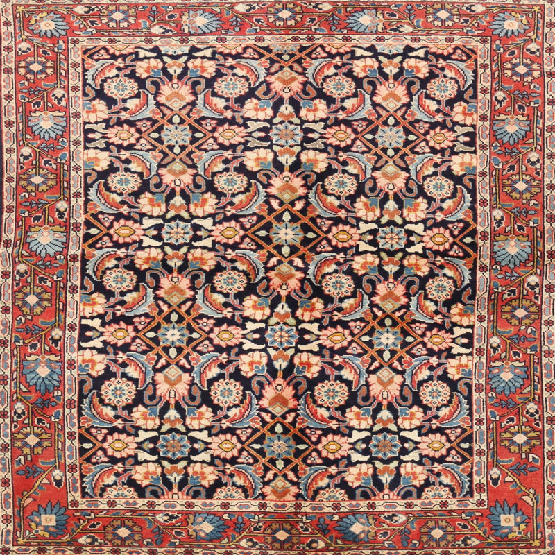 Tapis orange/beige/bleu traditionnel Lamborn, Carré 8 pi
