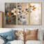 Ensemble de décorations murales fleurs de cerisier orange et gris-107213073-107213078