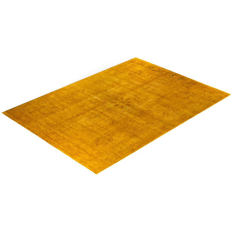 Overdyed Hand-Knotted Wool Modern-Contemporary Yellow Area Rug 10' 2" x 14' 2"