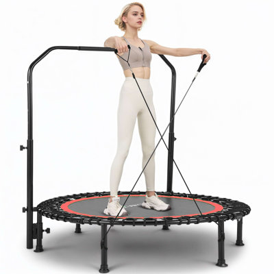 3.3' Foldable Round Fitness Trampoline with Handlebar