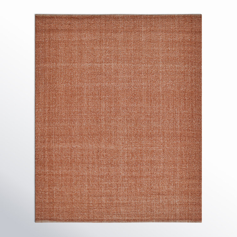 Rectangle Fleurette Solid Color Hand Loomed Polyester Area Rug in Orange