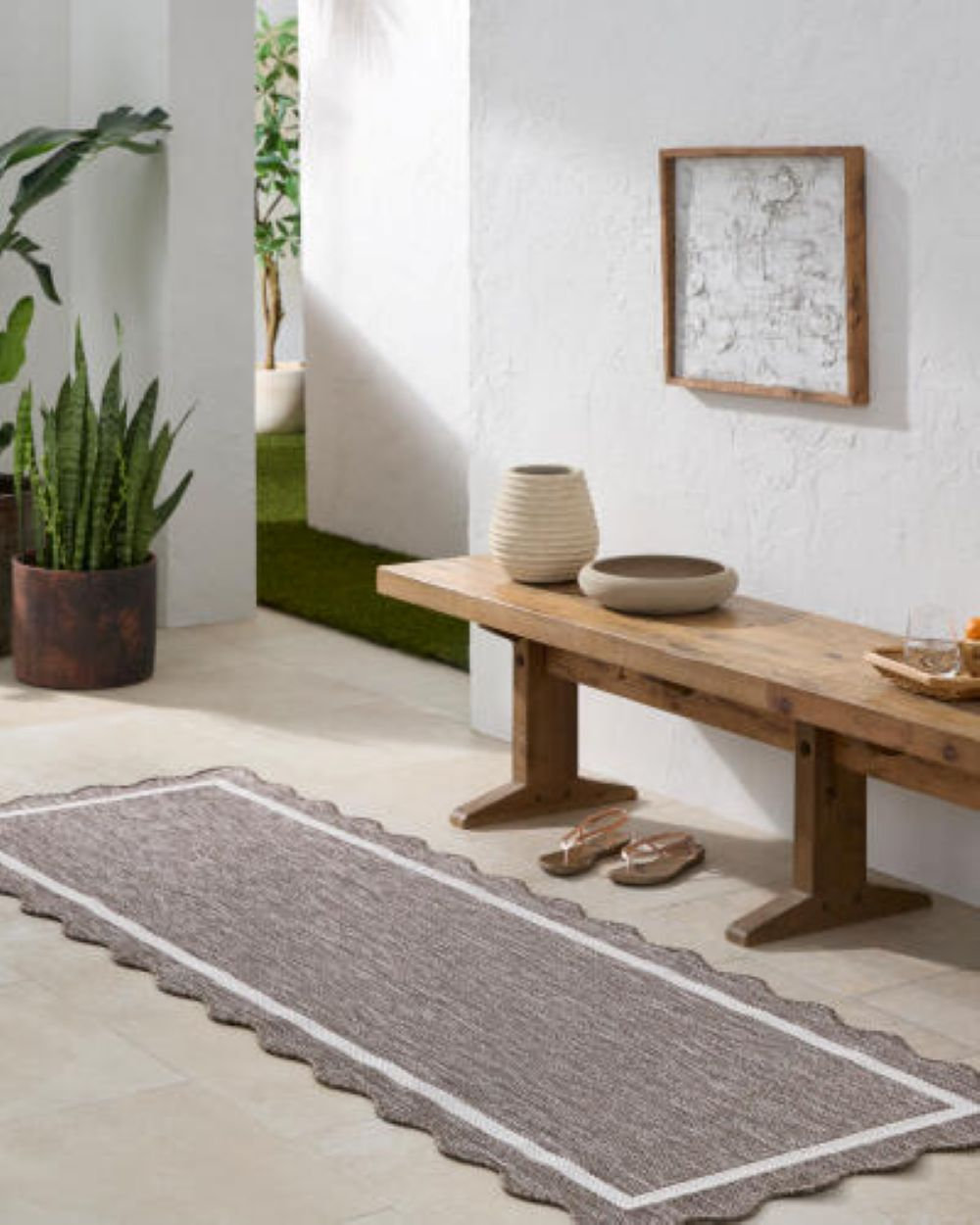 Skiles Charcoal Outdoor Rug, Runner 2'7.5" x 7'2.6"