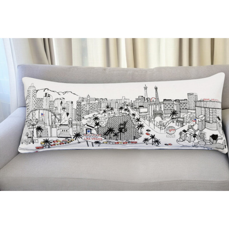 As Vegas Skyline Lumbar Decorative Pillow, White