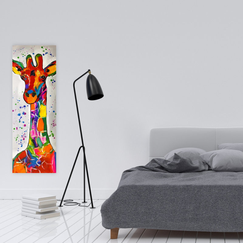 Abstrait girafe colorée sur toile - animaux rouges, art animalier