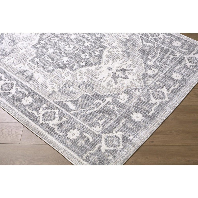 ELLE Decor X Livabliss Smathering Machine Woven Rug, Rectangle 5'3" x 7', Light Gray