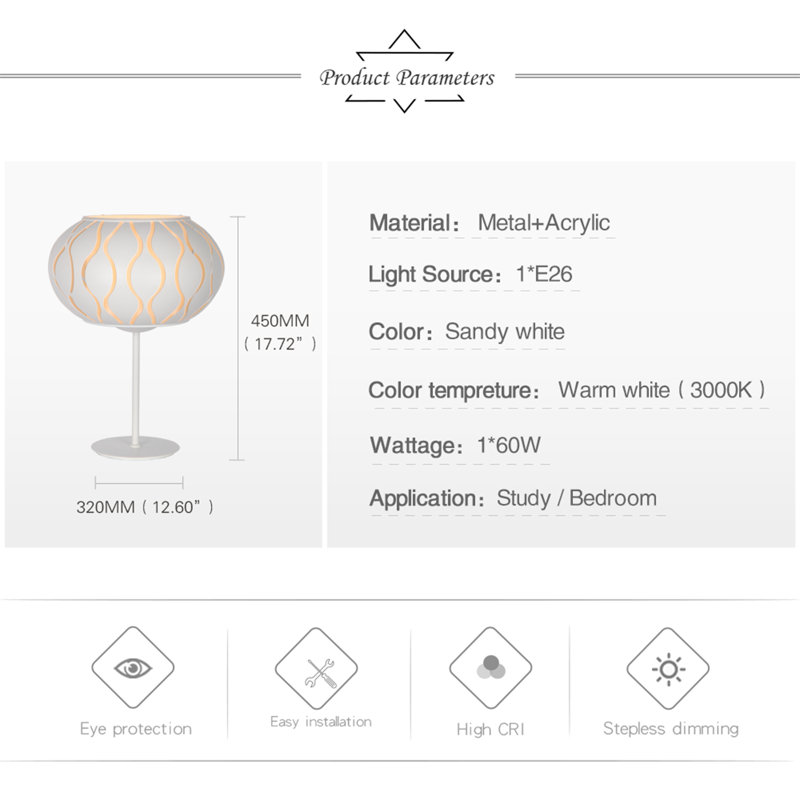 Lampe de table 20,47 po Sandy White