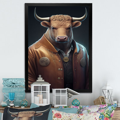 «Mouloud Bull with A Stylish Leather Leather Jack I», reproduction sur toile