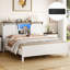 Base de lit plateforme grand avec station de charge, lumière DEL, bibliothèque de rangement et portes de grange-647101056