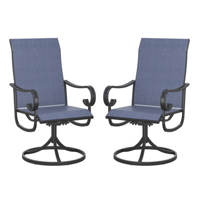 Outdoor Patio Swivel Chairs With Metal Frame Set Of 2 by Lark Manor