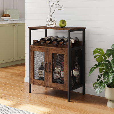 Solid Wood Open Shelving Wine Bottle Rack Brown
