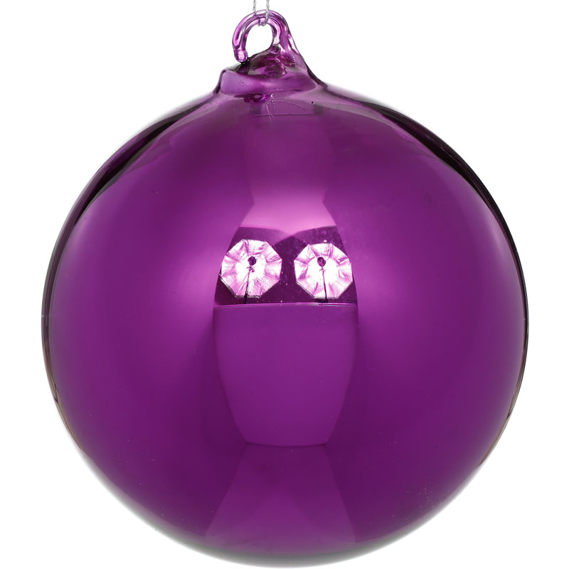 Shiny Ball Ornament Set Of 4, 5" H x 5" W x 5" D, Purple