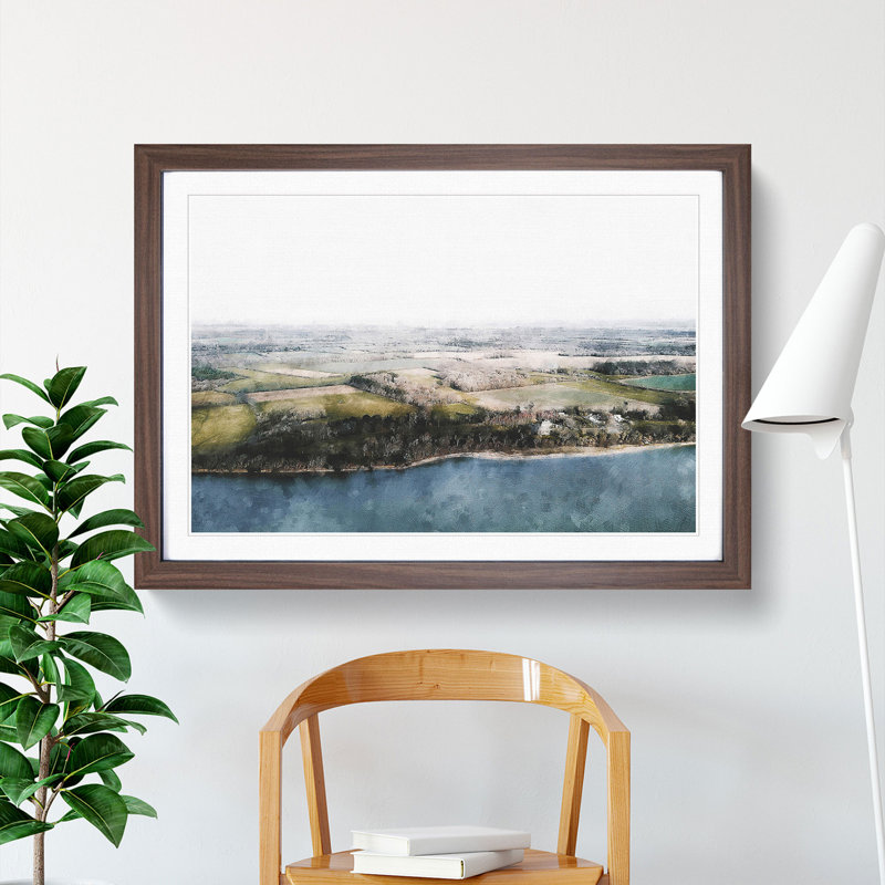 Lepe Beach in Southampton - Picture Frame Painting, 27cm H x 36cm W x 2cm D, Walnut Framed