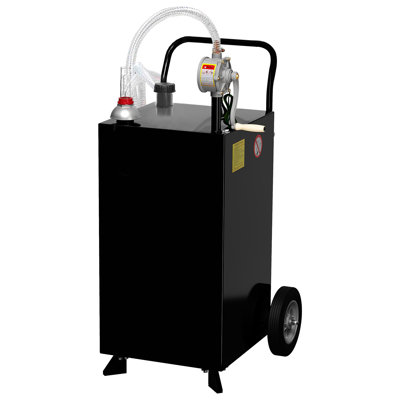Chariot de transfert de carburant portatif 40 gallons - Pompe manuelle et roues - Réservoir de carburant et d'essence noir pour voitures, tondeuses à gazon, VTT, bateaux - Contenant de carburant mobile