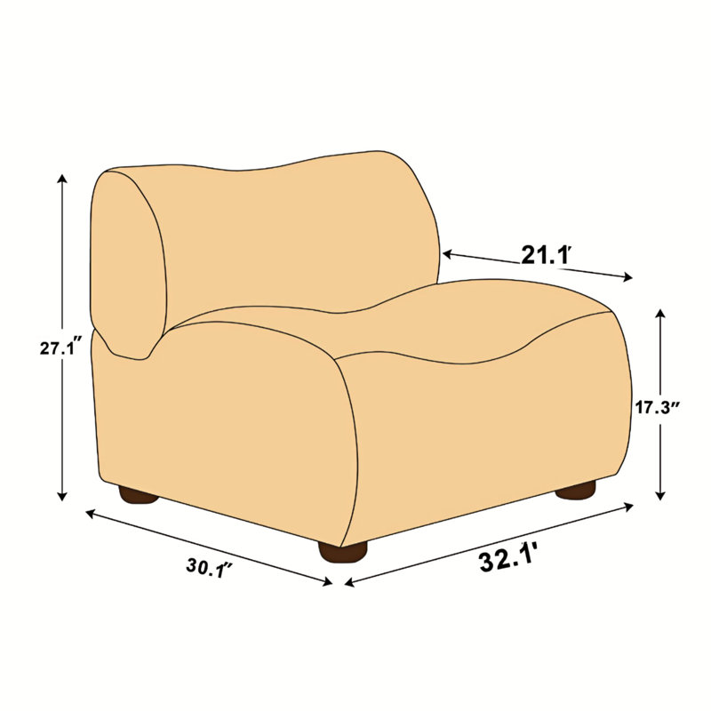 Kavyn 33" Wide bundle upholstered Slippers Chair Living Room Bedroom Apartment Modern Style