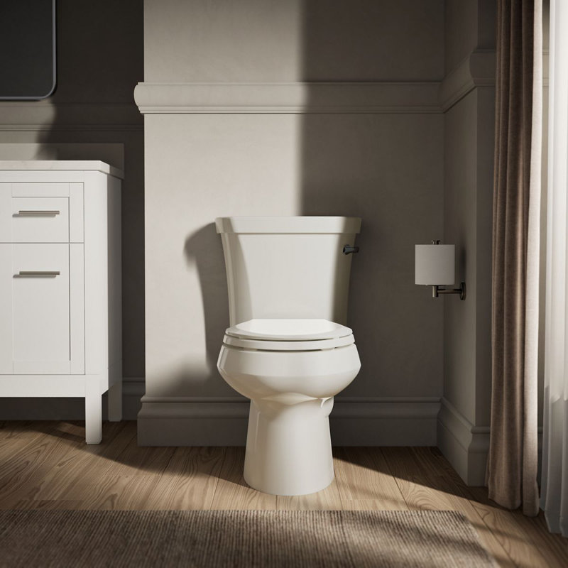 Wellworth® 1.6 GPF Elongated Two-Piece Toilet (Seat Not Included), Right-Hand, Biscuit