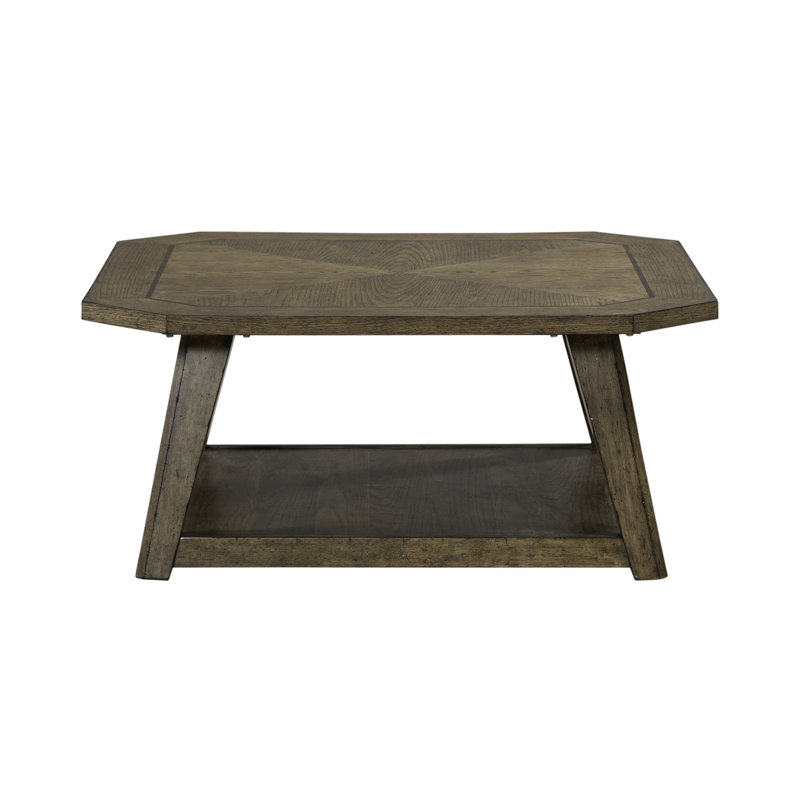 Table basse octogonale avec roulettes et tablette ouverte Gertraute