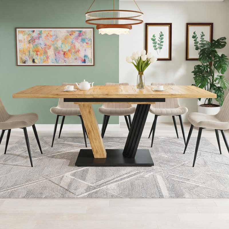 Extendable Metal Base Dining Table