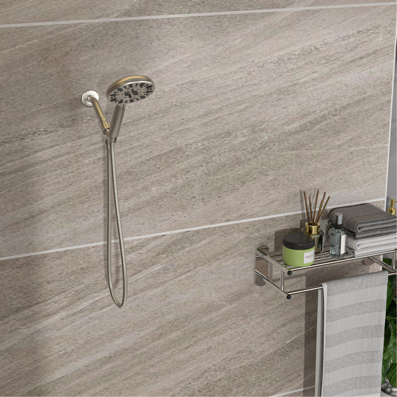 Douche à main en nickel brossé avec 7 fonctions - Tête de buse en gel de 4,7 po, tuyau en acier inoxydable de 59 po, support réglable pour une expérience de bain de luxe 7 Profitez de différents modes avec un angle de 4,7 po