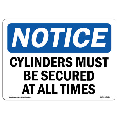 Cylinders Must Be Secured at All Times Sign