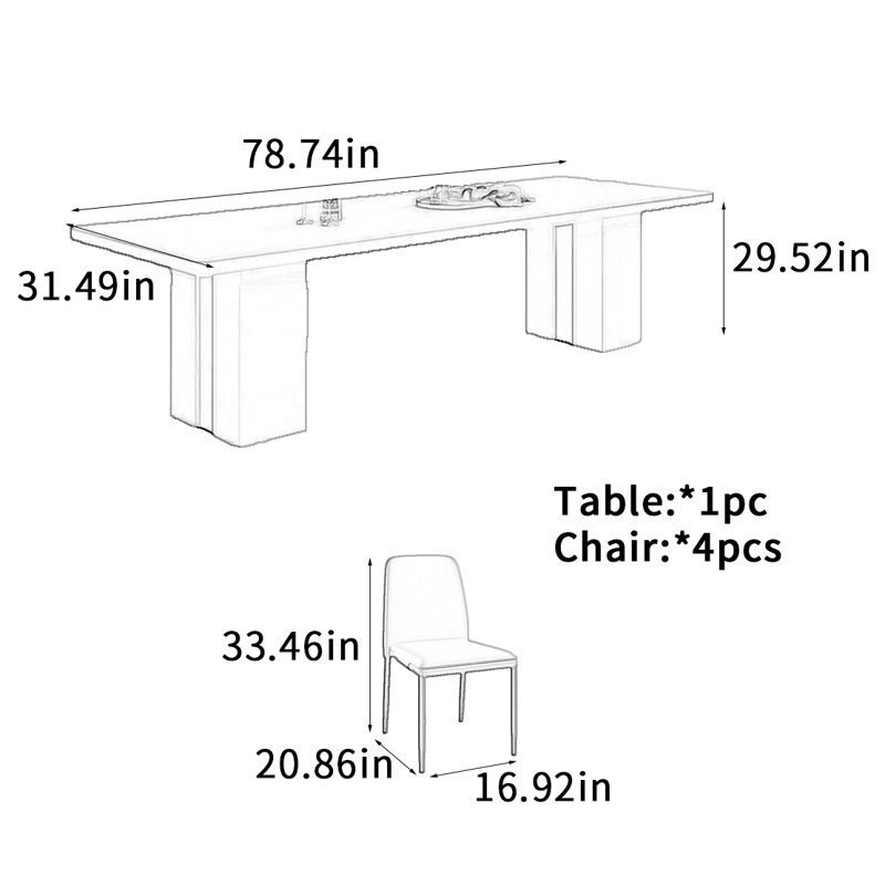 Table de salle à manger Atmospher, H 29,52 po x L 78,74 po x l 31,49 po