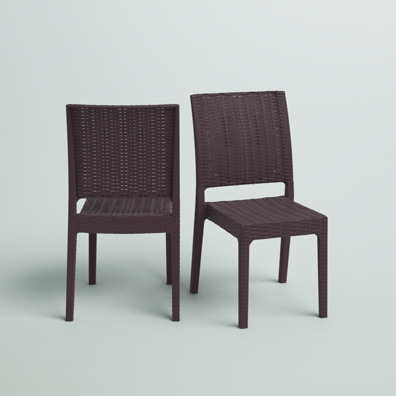 Tomosuke Stacking Patio Dining Side Chair, Brown