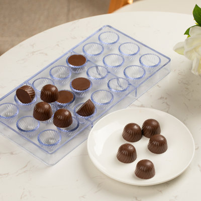 Moule à chocolat 10,8 x 5,3 pouces, 1 moule à dôme tourbillonnant - 21 cavités, résistant au congélateur, plateau de dessert en polycarbonate transparent, facile à libérer, de qualité alimentaire