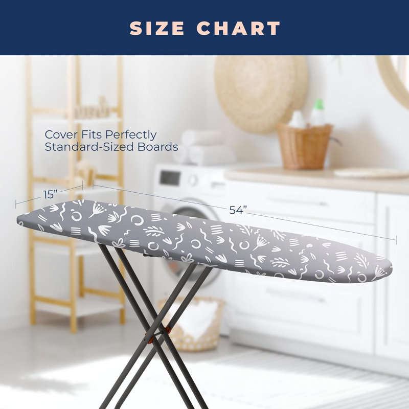 Happhom Ironing Board Cover and Pad for Standard 15x54 Ironing Boards, Extra Thick, Heat Resistant, Gray/White