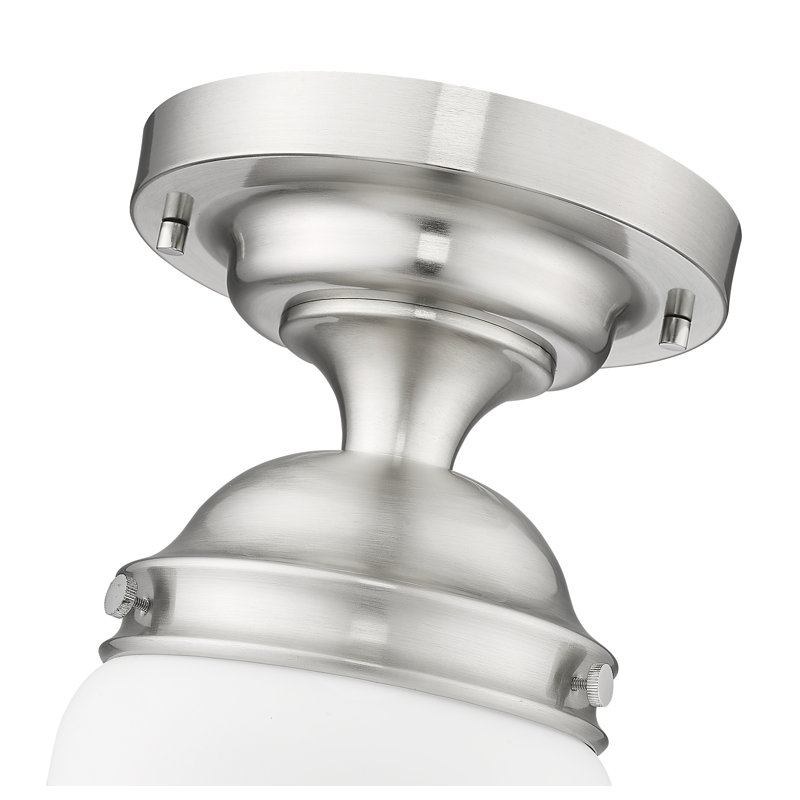 Luminaire suspendu semi-encastré en verre Neriah, H 15,75 po x l 10,5 po, Nickel brossé