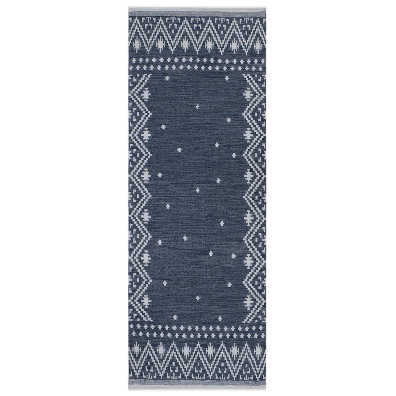 Moroccan Area Rug in Dark Navy, Runner 2'6'' x 12'