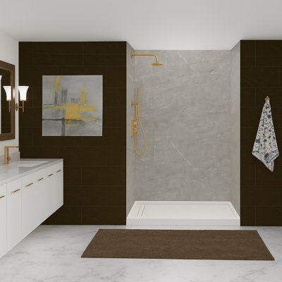 96” Waterproof SPC Shower Wall Panel Kit – 4-Piece Grout-Free Bathroom Surround(30"x60"x96")