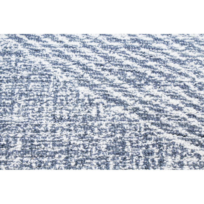 Handmade Teal Wool Tufted Runner Rug 2'6" x 8'
