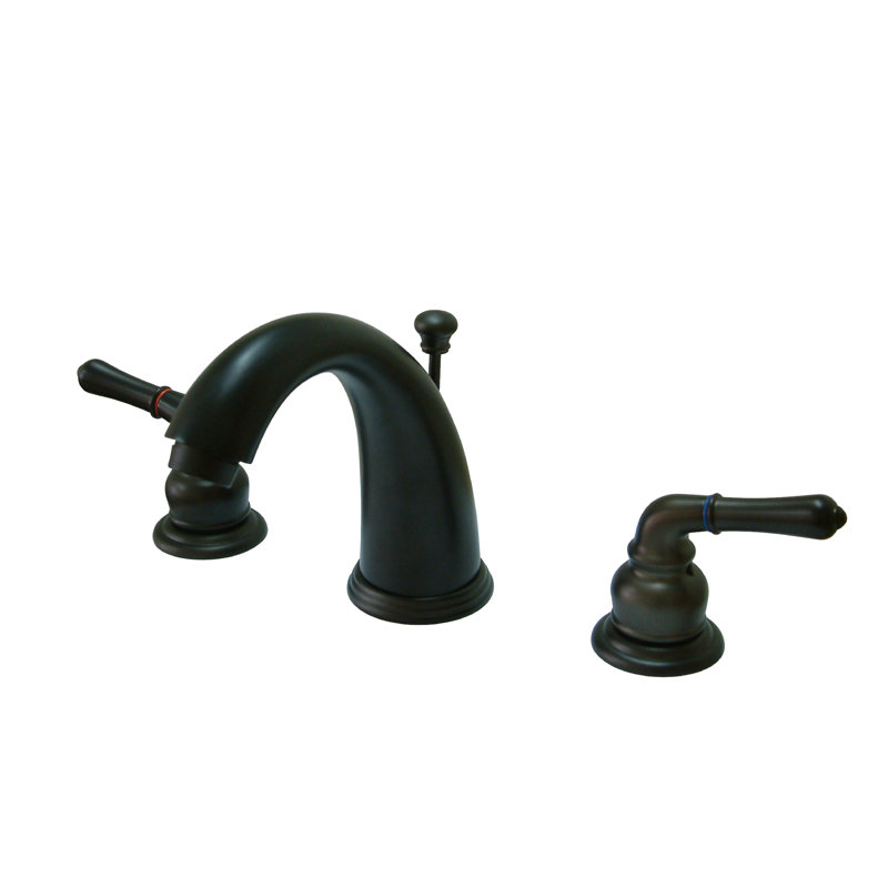 Kingston Brass Magellan Two-Handle 3-Hole Deck Mount Widespread Bathroom Faucet with Retail Pop-Up Drain, Oil Rubbed Bronze