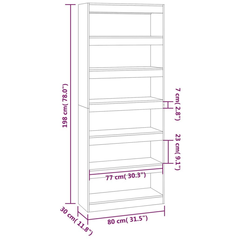 Garneta Bookcase, Concrete Grey, (4 Shelves) 198cmH x 80cmW x 30cmD