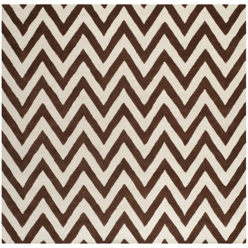 Sanyla Hand Tufted Wool Chevron Rug, Square 8'