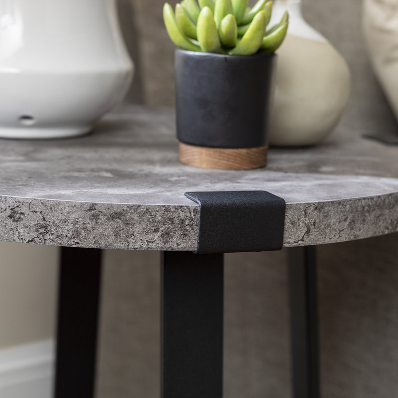 Paramus 22'' Tall Cross Legs End Table, Dark Concrete