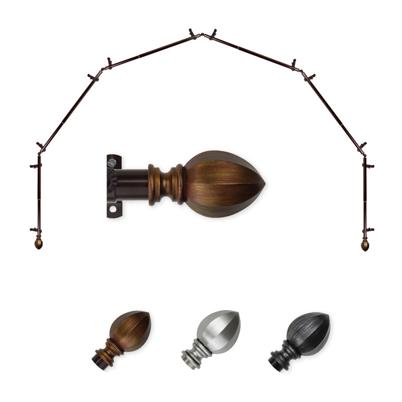 Tringle à rideaux simple à 6 côtés Judi, Cacao, 18 à 28 po (de chaque côté)