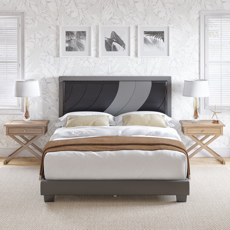 Boyd Sleep Bree Upholstered Platform Bed with Headboard and Durable Mattress Foundation with Strong 14 Wood Slat Supports, No Box Spring Required