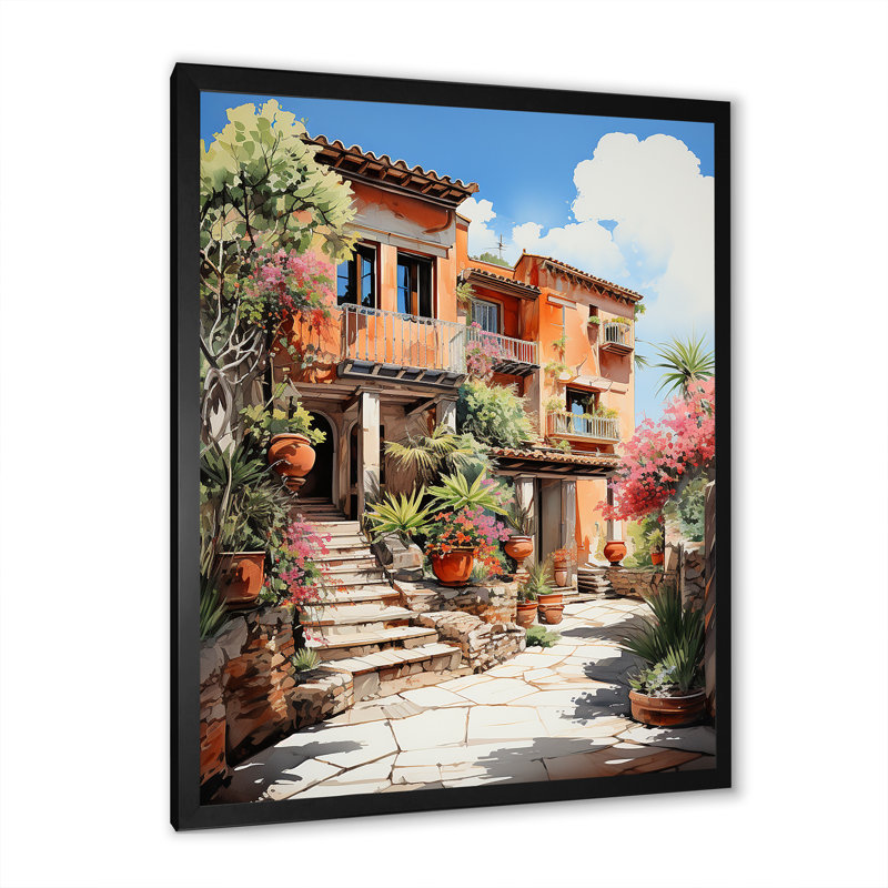 Reproduction d'art sur toile, espagnol Hacienda fauvisme I, H 44 po x l 34 po x P 1,5 po, Cadre photo noir