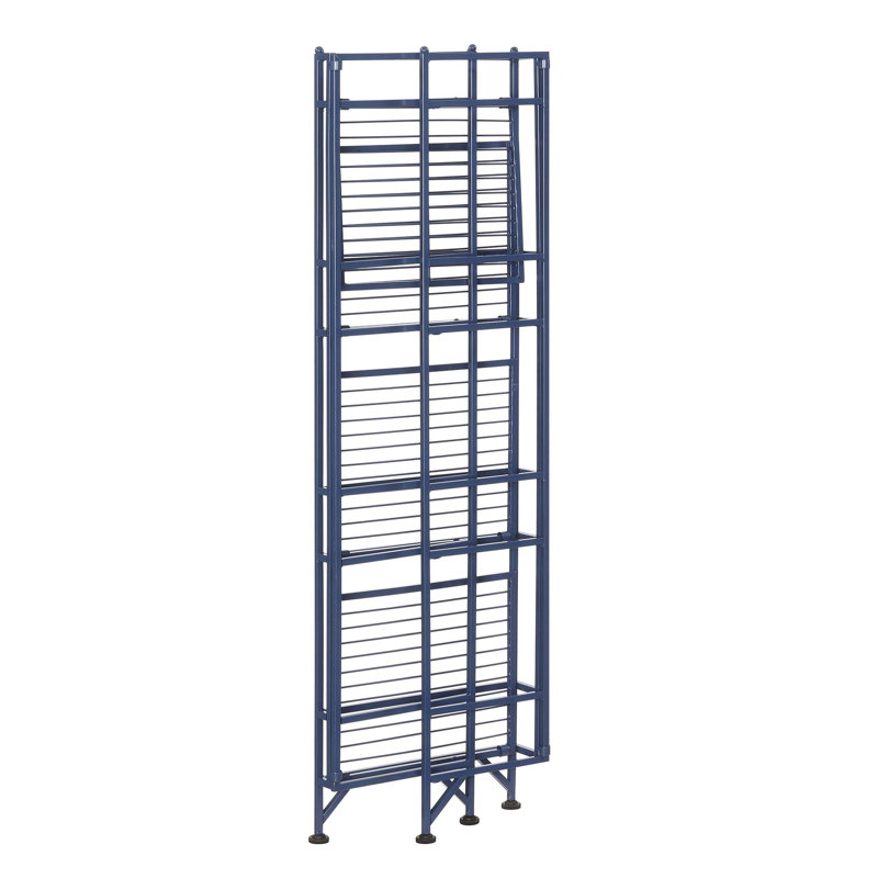 Edwin 44.75" H x 13" W Metal Folding Shelf, Cobalt Blue